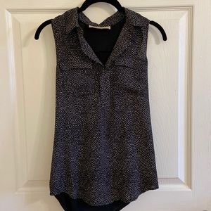 Loft xxsp Sleeveless Mixed Media Shell Blouse